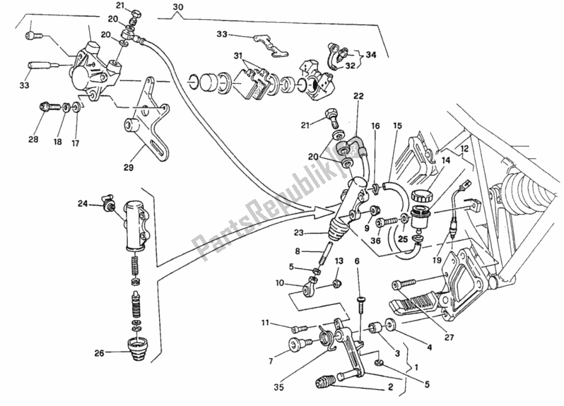 Todas las partes para Sistema De Freno Trasero de Ducati Supersport 900 SS USA 1992